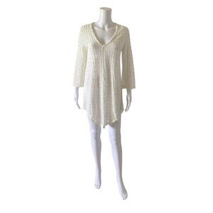 JORDAN TAYLOR Womens Size Medium Off White Sheer Lace Beach Cover Tunic Shirt